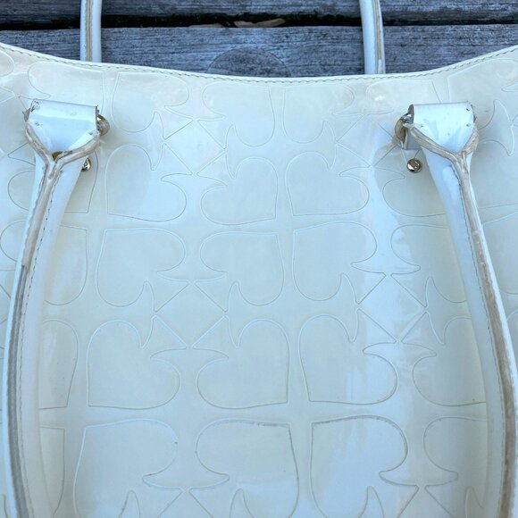 đź’ŻAuthentic Kate Spade Quinn Embossed Ace of Spades Cream Tote Bag Satchel - Picture 7 of 11